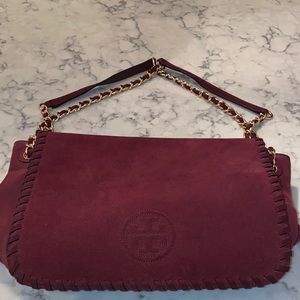 Burgundy Suede Crossbody Tory Burch Bag